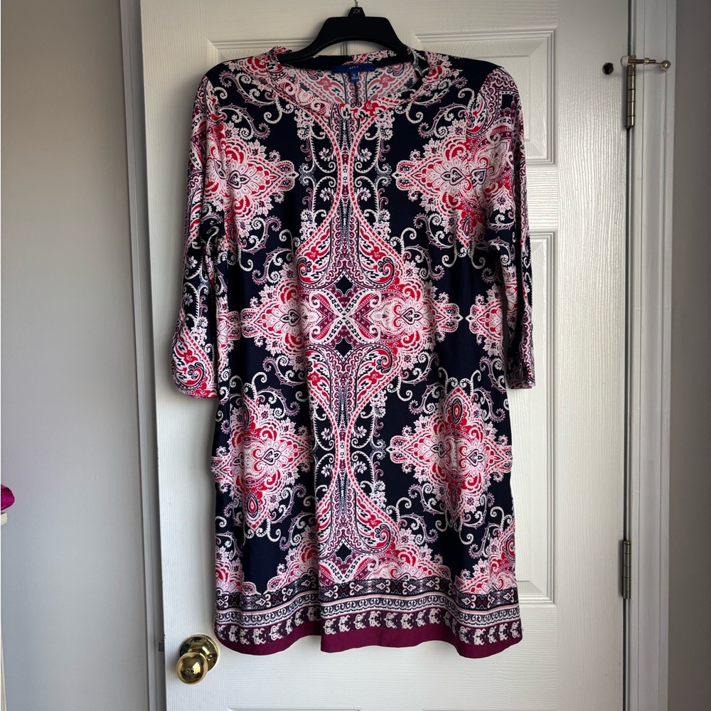 Apt. 9 Women's Long Sleeve Dress - Navy and Pink